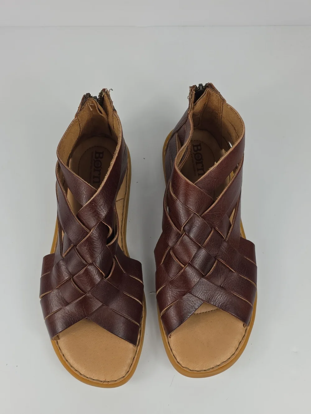 Børn Iwa Woven Brown Leather Women's Sandals Size 8